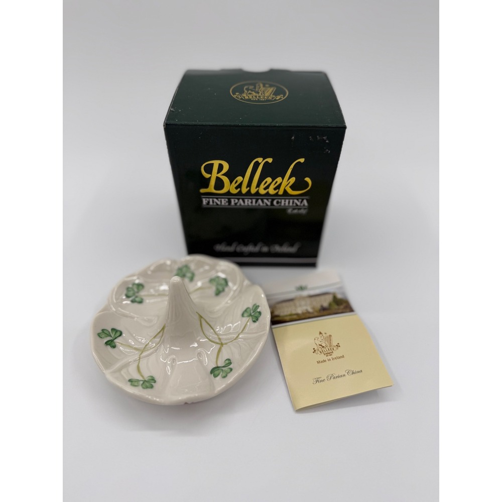 Belleek Shamrock Ring Holder Fine Parian China Ireland 2125 New in Box